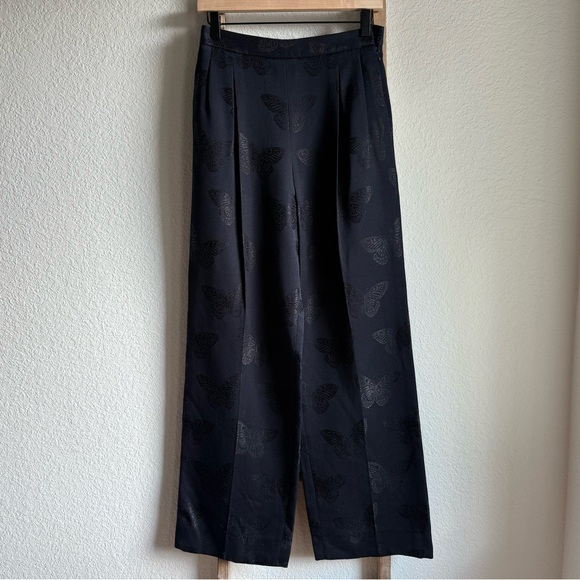 GIVENCHY Navy Marine Butterfly Double Pleat Wide Leg Trousers Sz: 8 - Picture 1 of 10